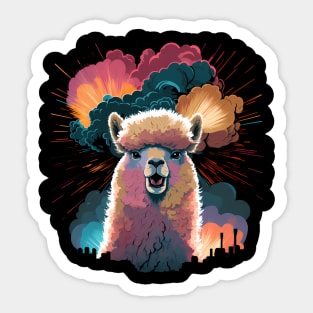 Alpaca Art Funny Llama Explosion Colorful Animals Painting Sticker